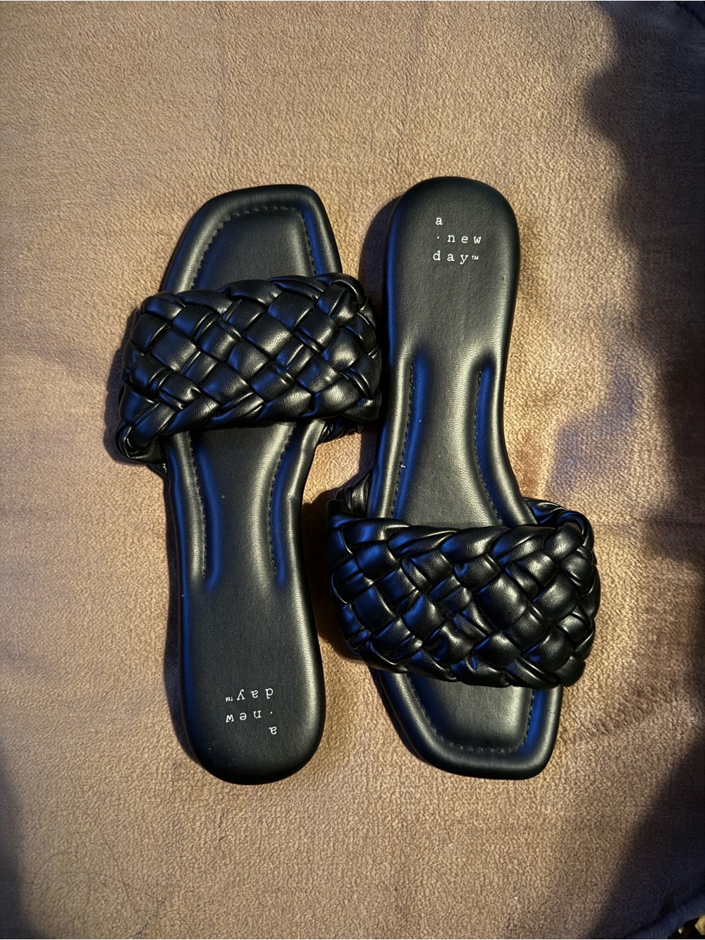 a new day Black Braided Slide Sandals - Women's